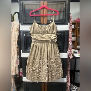 B Darlin Gold Ruched Embellished Sundress for Wedding Guest